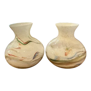 Italian Handblown Glass Vases - A Pair