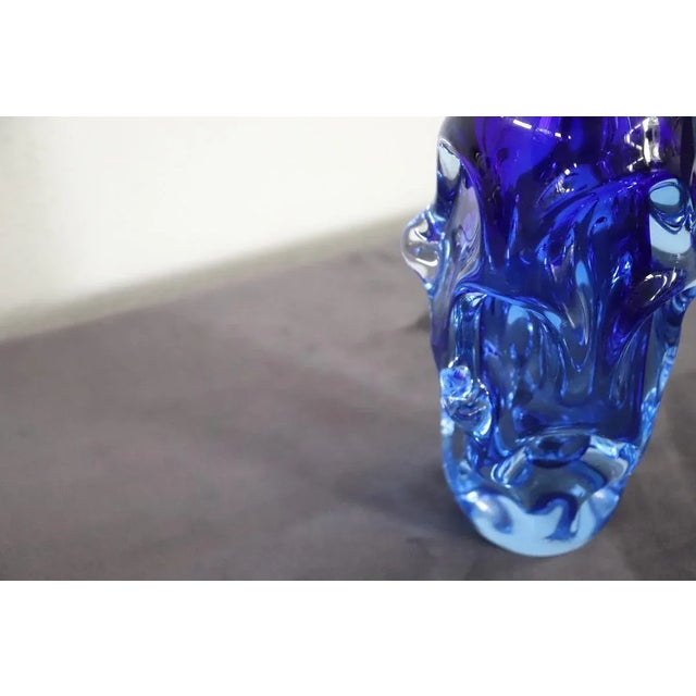 Art Glass Blue Vase in Blown Glass attributed to Börne Augustsson, 1940s For Sale - Image 3 of 13