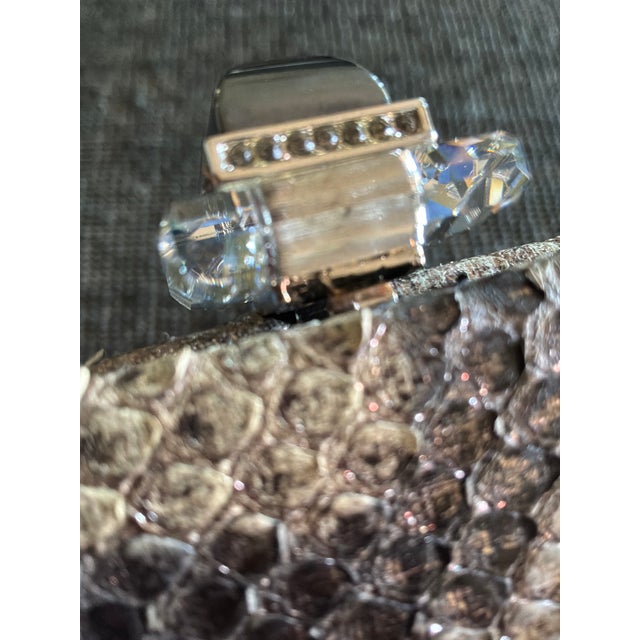 2015 Judith Leiber Couture Whitman Snakeskin Karung Metallic Clutch Shoulder Day Evening Handbag For Sale - Image 13 of 14