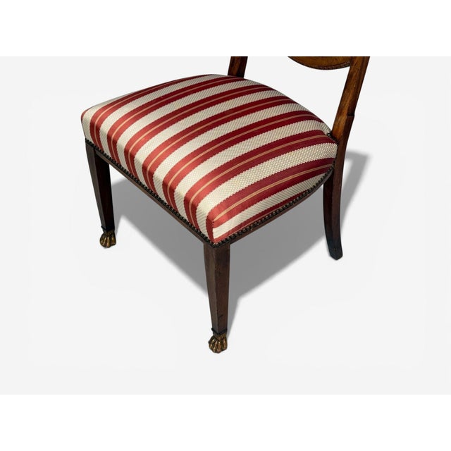 Neoclassical Style, Occasional Chairs, Carved Wood, Silk, England, 19th C. For Sale - Image 9 of 9