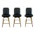 Modern Smokey Black Leather Bar Stools Set of 3 For Sale