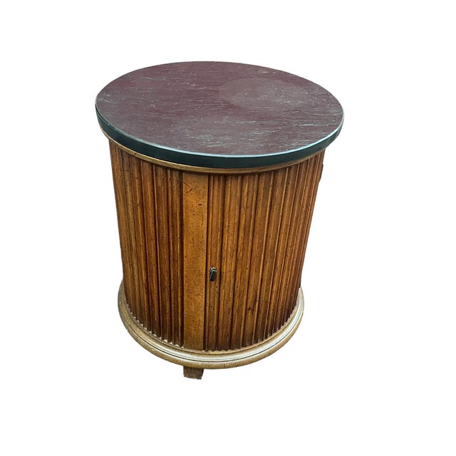 Late 20th Century Round Column Faux Slate Top Cabinet For Sale - Image 13 of 16