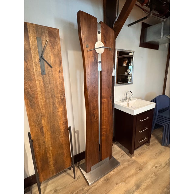 2010s Howard Miller Enzo Live-Edge Walnut Floor Clock For Sale - Image 5 of 7