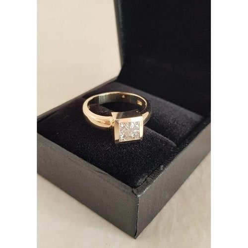 Vintage 14ct Yellow Gold Princess-Cut Diamond Four-Stone Ring, 1960s For Sale - Image 15 of 18
