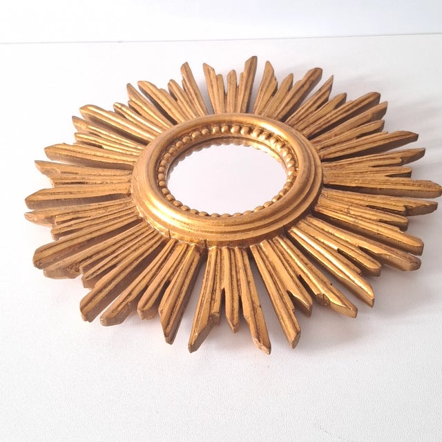 Gilded Sunburst Wall Mirror, Italy, 1960s For Sale - Image 14 of 15