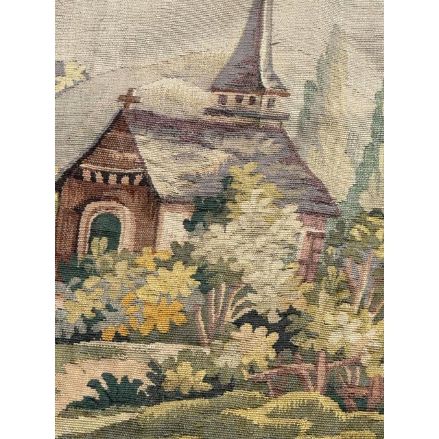 Textile Mid-Century Modern French Handwoven The Village Tapestry from Aubusson, 1920s For Sale - Image 7 of 18