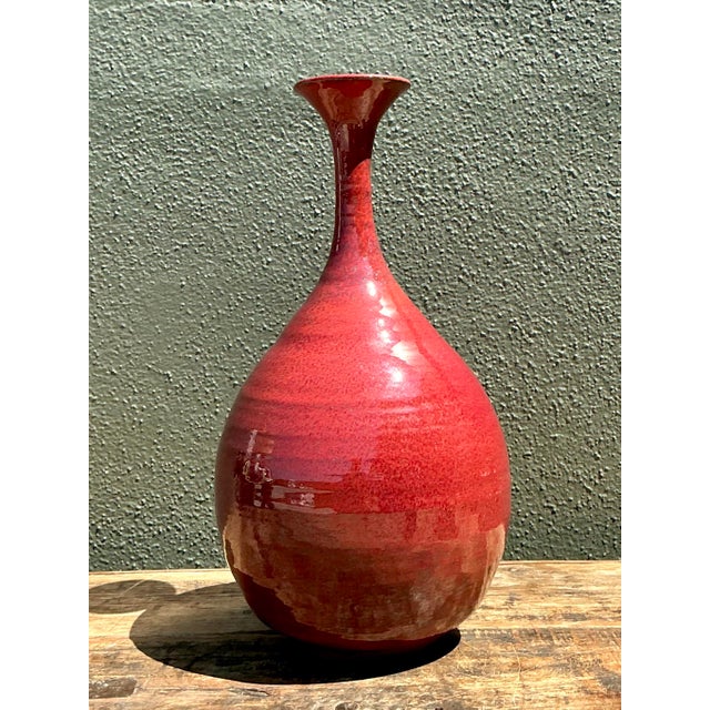 Contemporary Vintage Original Studio Pottery Long Neck Vase For Sale - Image 3 of 12