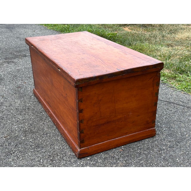 Wood Red Wash + Blue Chest For Sale - Image 7 of 13