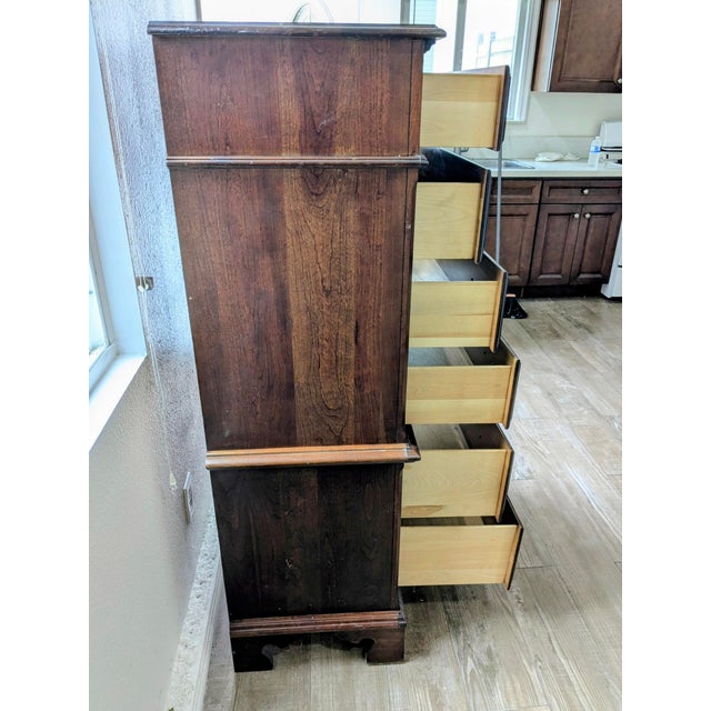 Late 20th Century Late 20th Century Pennsylvania House Medallion Collection Solid Cherry Hardwood High Chest Georgian Chippendale Dresser For Sale - Image 5 of 8