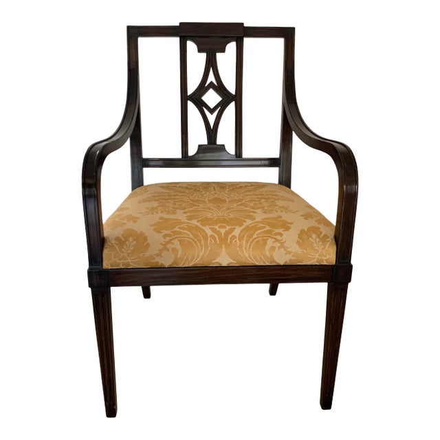 Hepplewhite Style Armchair With Fortuny Seat Cushion Fabric For Sale