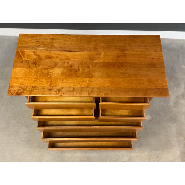 1960s Refinished Solid Maple Mid Century Floating Tall Dresser For Sale - Image 4 of 8