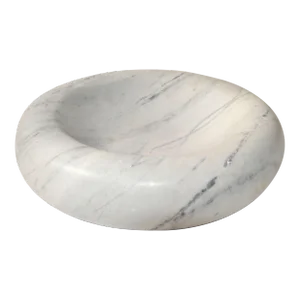 20th Century Mid-Century Modern Handmade White Carrara Marble Bowl Centerpiece