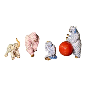 1980s Herend Hungary Porcelain Animal Set of 4