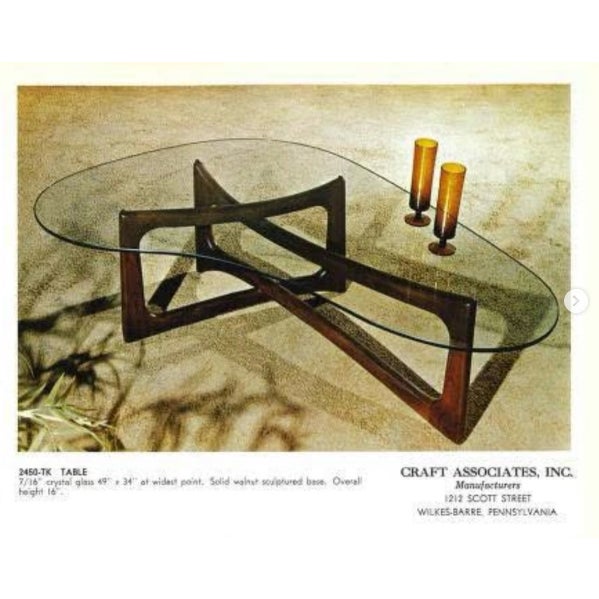 Midcentury Model 2450-TK "Ribbon" coffee designed by Adrian Pearsall for Craft Associates. This all original sculpted...