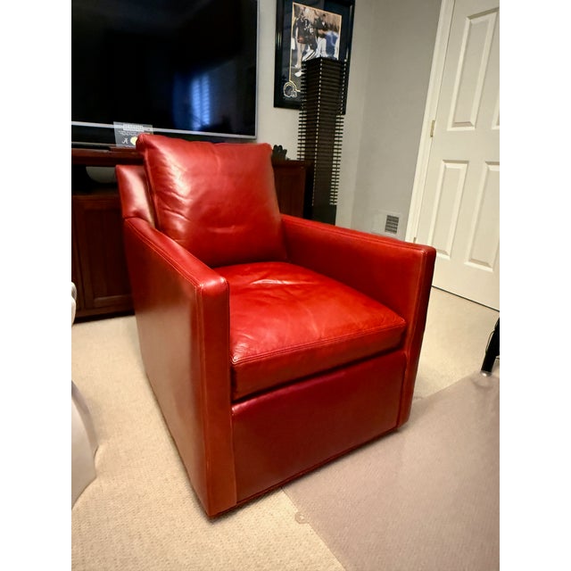 Contemporary C R Laine Red Leather Chairs For Sale - Image 3 of 12