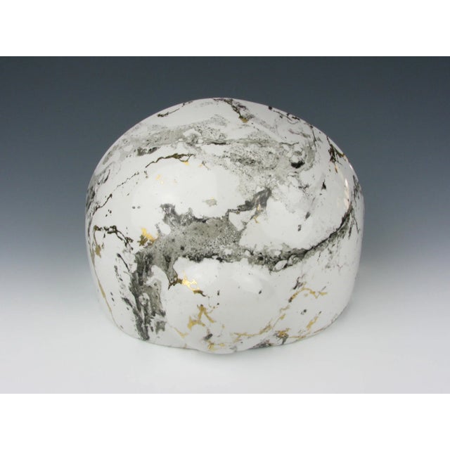 Vintage Charleton Large White Ceramic Wall Pocket Planter With Faux Marble Finish For Sale In Chicago - Image 6 of 13