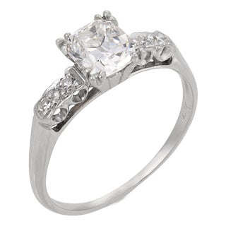 1940s Retro Gia 1.25 Carat Old Mine Cut Diamond 14k Gold Engagement Ring, Size 8.25 For Sale