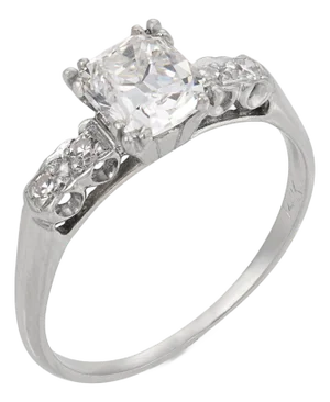 1940s Retro Gia 1.25 Carat Old Mine Cut Diamond 14k Gold Engagement Ring, Size 8.25