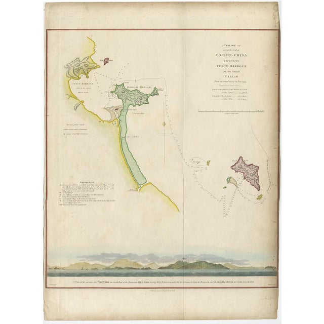 Antique map titled 'A chart of part of the coast of Cochin-China including Turon Harbour and the Island Callao'. Detailed...