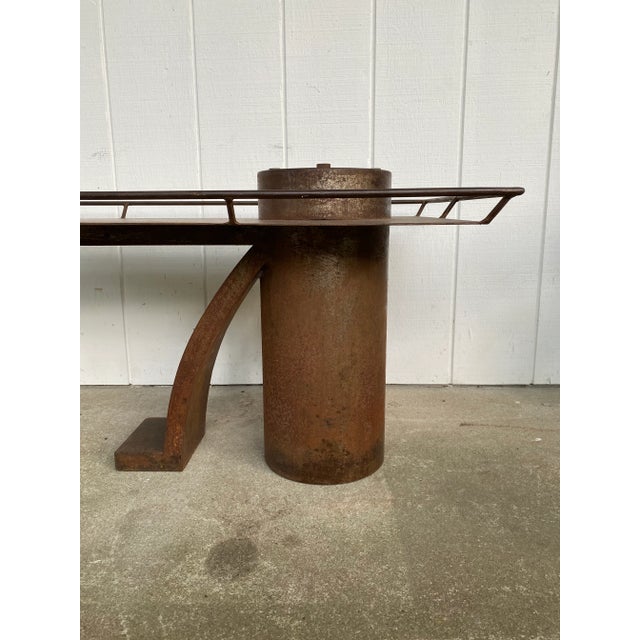 French Vintage French Industrial Nautical Metal Coffee Table For Sale - Image 3 of 12