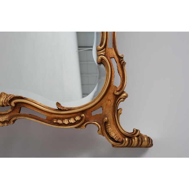 Large Vintage Louis XV Baroque Gilt Wooden Mirror, Belgium, 1950s For Sale - Image 6 of 13