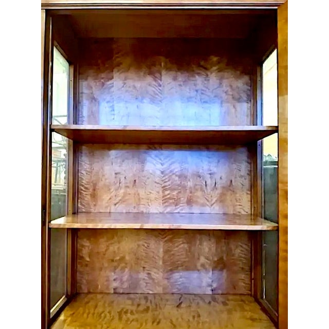 Biedermeier 19th-Century Tiger Maple and Glass Display Cabinet With Four Shelves For Sale - Image 3 of 10