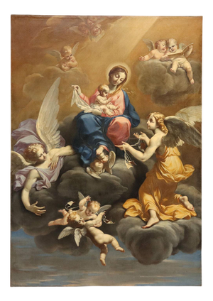 Emilian School, Madonna with Child and Angels, 18th Century, Oil on Canvas