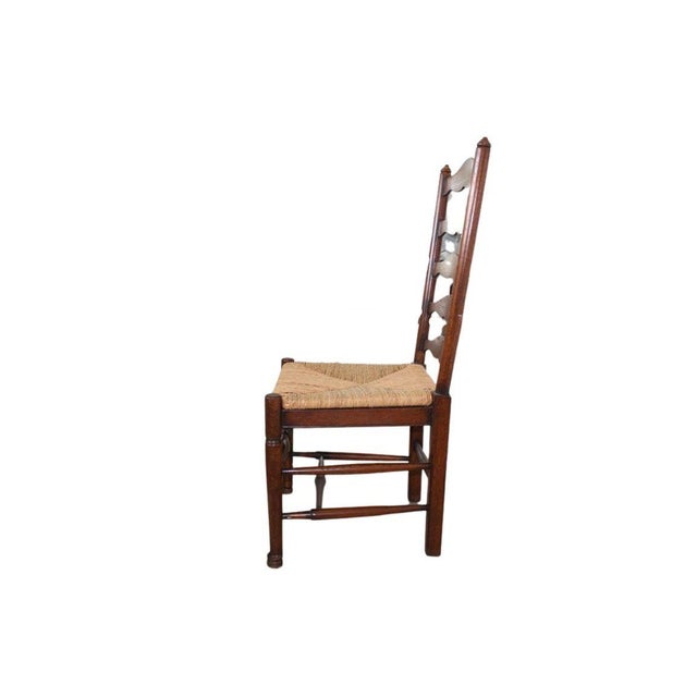 1990s Vintage Ladderback Rush Seat Side Chairs Set of 6 For Sale - Image 5 of 17