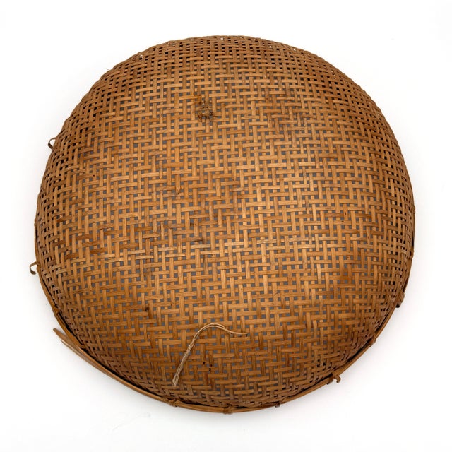 Shallow Woven Rattan Basket For Sale - Image 4 of 5