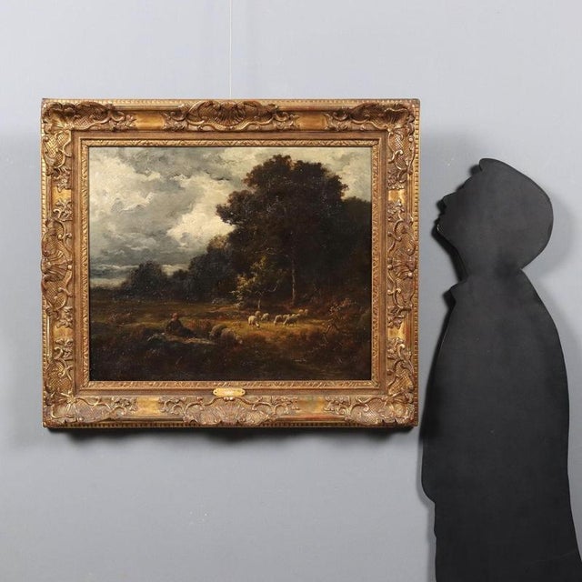 Oil on canvas. Signed lower right. Jean Ferdinand Chaigneau was a painter of the Barbizon school, a realist landscape...