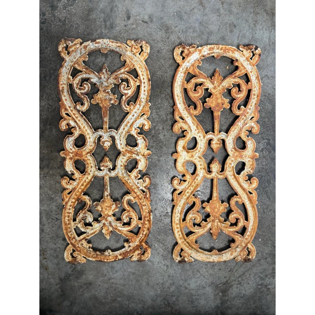 Late 19th Century Late 19th Century Heavy Wrought Iron Architecture Salvage Decorative Scrolls, a Pair For Sale - Image 5 of 9