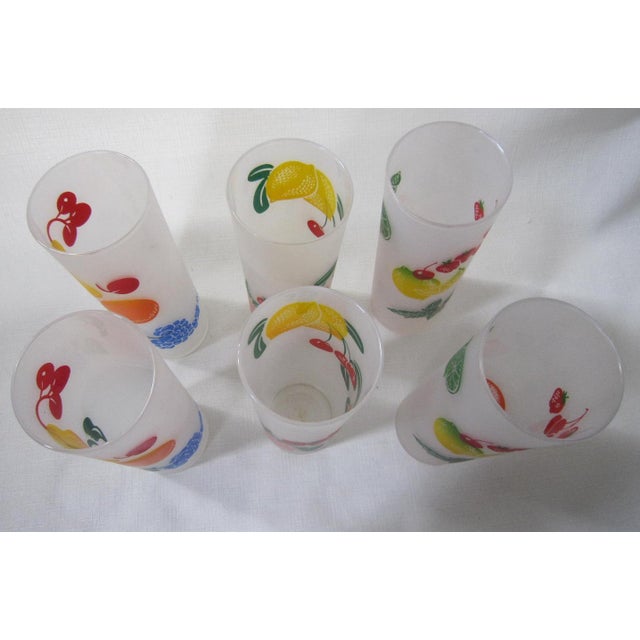Mid-Century Modern Vintage Tropical Fruit Tom Collins Highball Glasses, S/6 For Sale - Image 3 of 4