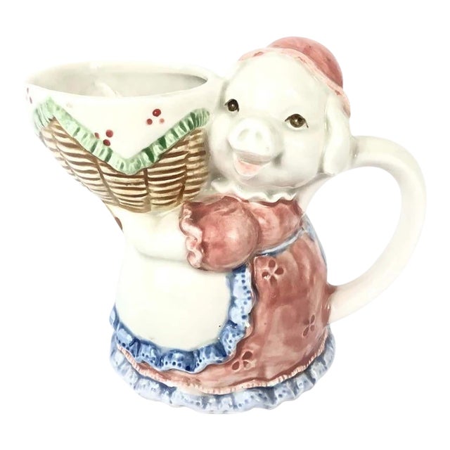 Vintage Otagiri Creamer Pitcher Anthropomorphic Mama Pig Made in Japan For Sale