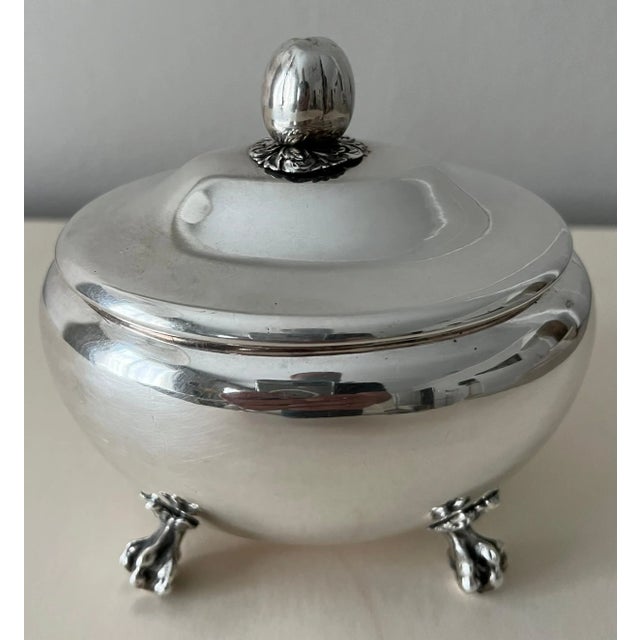 Silver Plate Hinged Oval Box on Claw Feet For Sale - Image 4 of 10