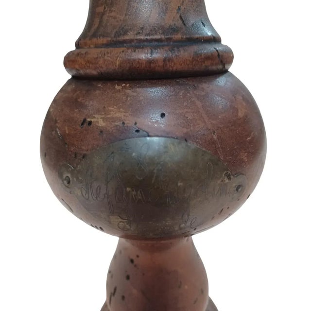 Rustic Antique Wooden Pepper Mill Table Lamp For Sale - Image 3 of 5