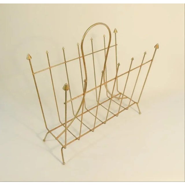 1960s 1960s Mid Century Modern Gold Magazine Rack For Sale - Image 5 of 7