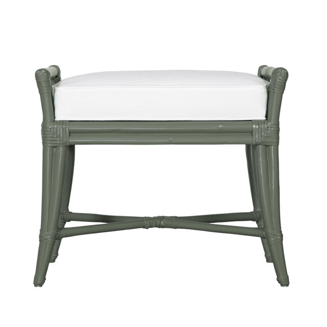 Dark Green Small Malacca Bench - Evergreen For Sale - Image 8 of 8