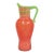 Vintage Murano Art Glass Pitcher, Scavo-Style, Coral-Red & Green For Sale