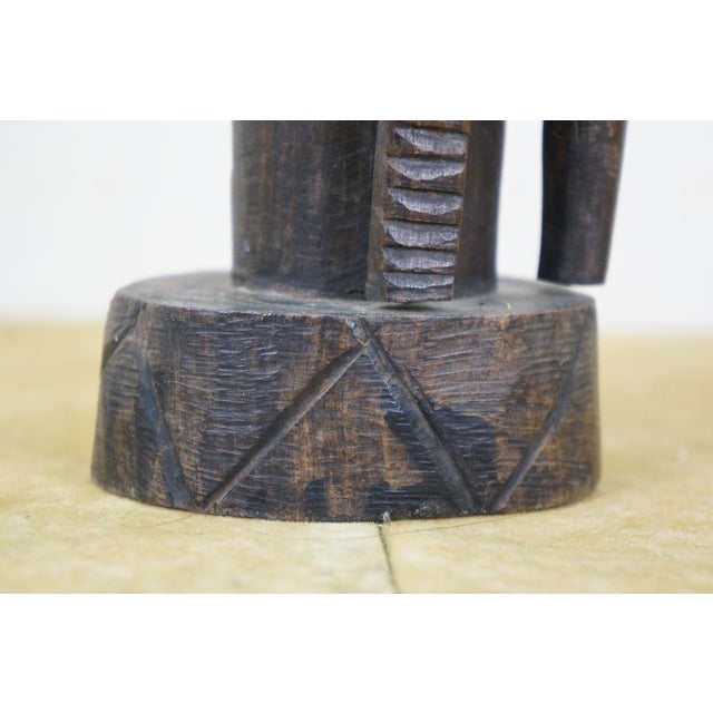 Vintage African Folk Art Carved Blackwood Tribal Warrior Bust Head Figurine 9" For Sale - Image 11 of 11