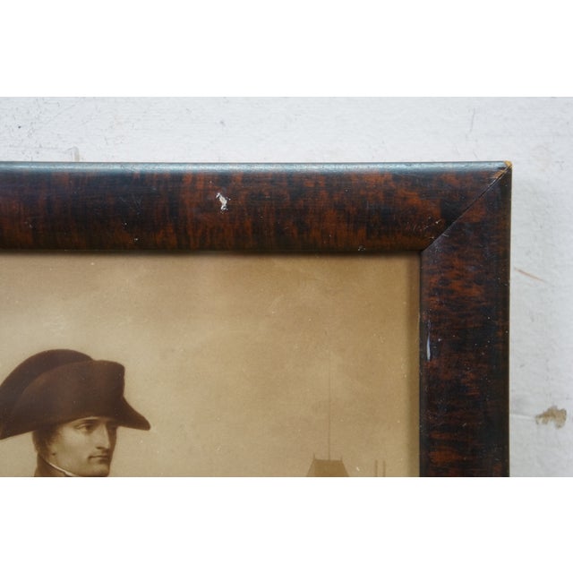 Late 19th Century Antique Napoleon Bonaparte 1769-1821 First Consul at Malmaison Print Burl Frame For Sale - Image 5 of 9