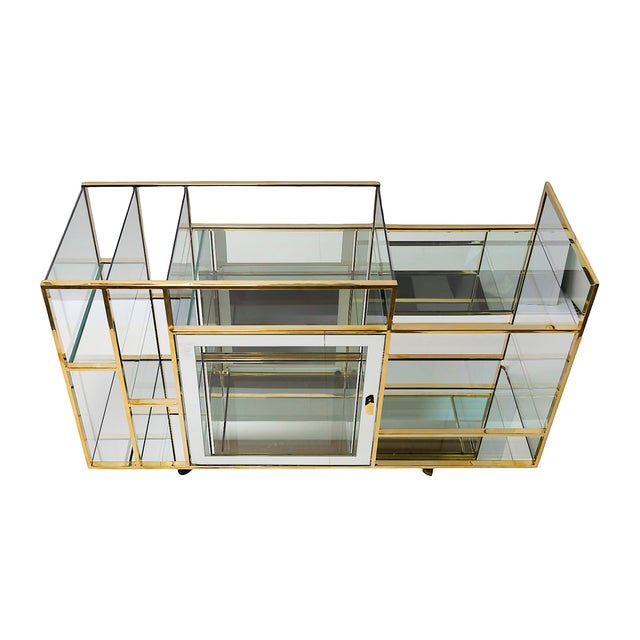 Mid-Century Modern Mid-Century Modern Italian Brass and Glass Console Table, 1970s For Sale - Image 3 of 9
