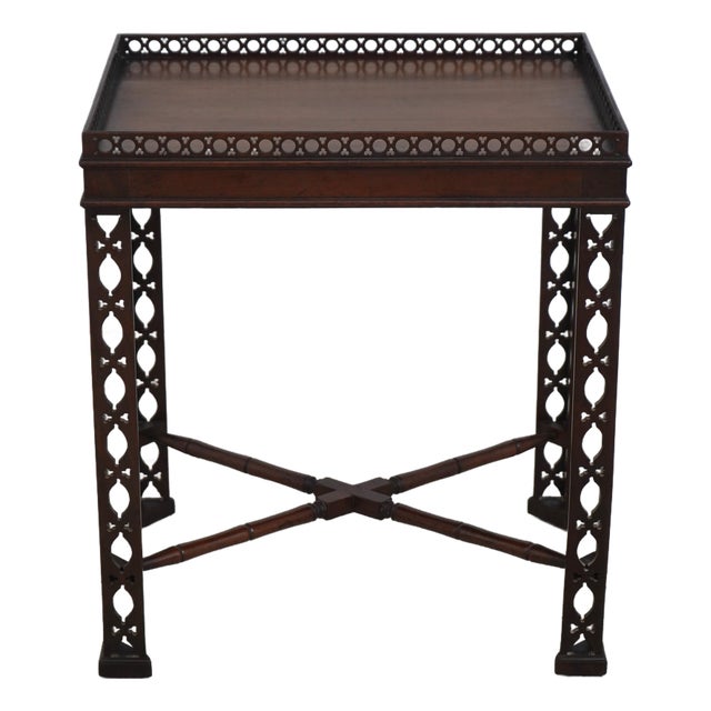 High Quality Vintage Mahogany Chinese Chippendale Tea Table For Sale