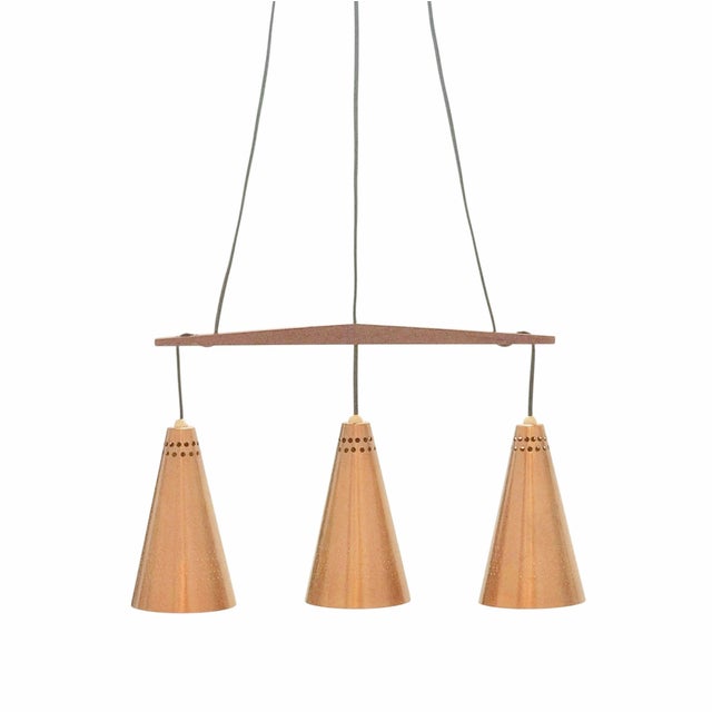 Mid-Century Modern Scandinavian Copper and Teak Triple Pendant Light by Hans-Agne Jakobsson, 1950s For Sale - Image 11 of 11