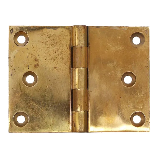 Vintage Mid 20th Century 4 X 3 Polished Brass Corbin Butt Door Hinge For Sale