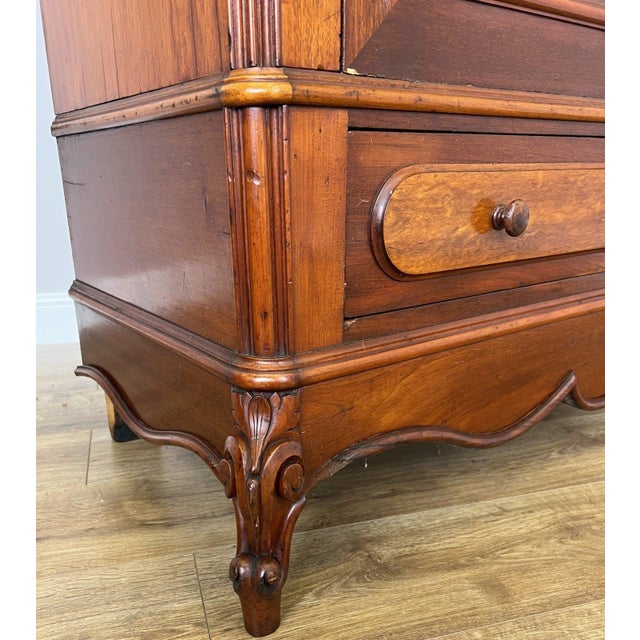 Antique French Style Carved Mahogany Mirrored Wardrobe For Sale - Image 10 of 17