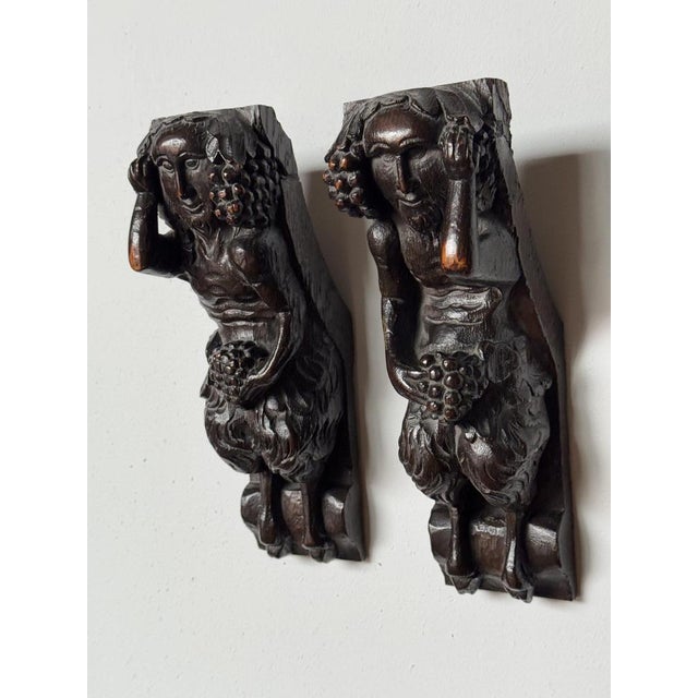 Hand-Carved Satyrs, 18th Century, Set of 2 For Sale - Image 4 of 12