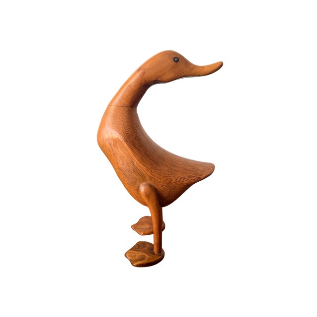Mid 20th Century Duck Hand-Carved Natural Wooden Duck Sculpture – Organic Modern Folk Art Figurine, Sustainable Bamboo Root Decor For Sale - Image 10 of 17