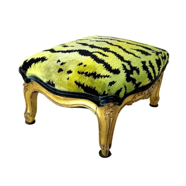 Wood Louis XV Scalamandrè Footstool For Sale - Image 7 of 11