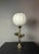 Metal Brass Silver Flower Lamp with Cocoon Fabric Shade, 1980s For Sale - Image 7 of 11