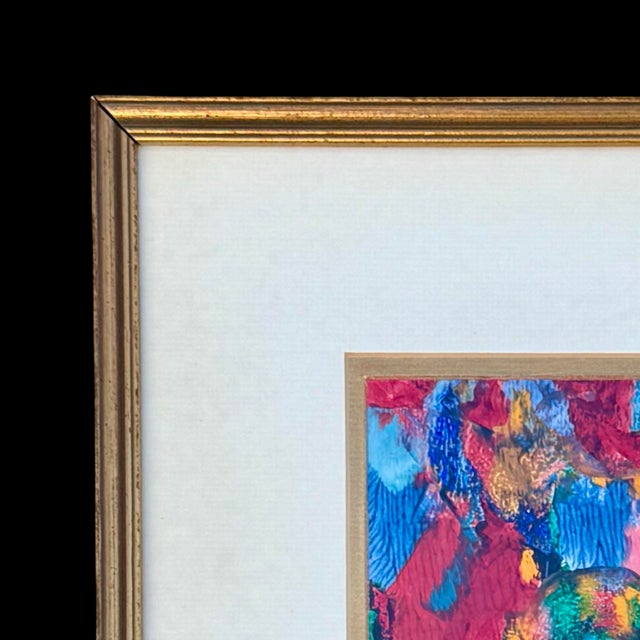 Vintage Vibrant Abstract Expressionist Hand-Painted Alkyd Monotype by Adrenn Doss For Sale - Image 4 of 10